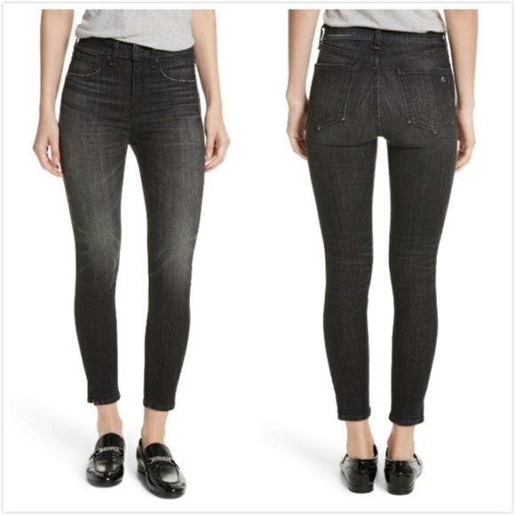 NEW rag & bone/JEAN High Waist Ankle Skinny Jeans Womens Size 27 4 Charcoal Gray - Picture 1 of 4